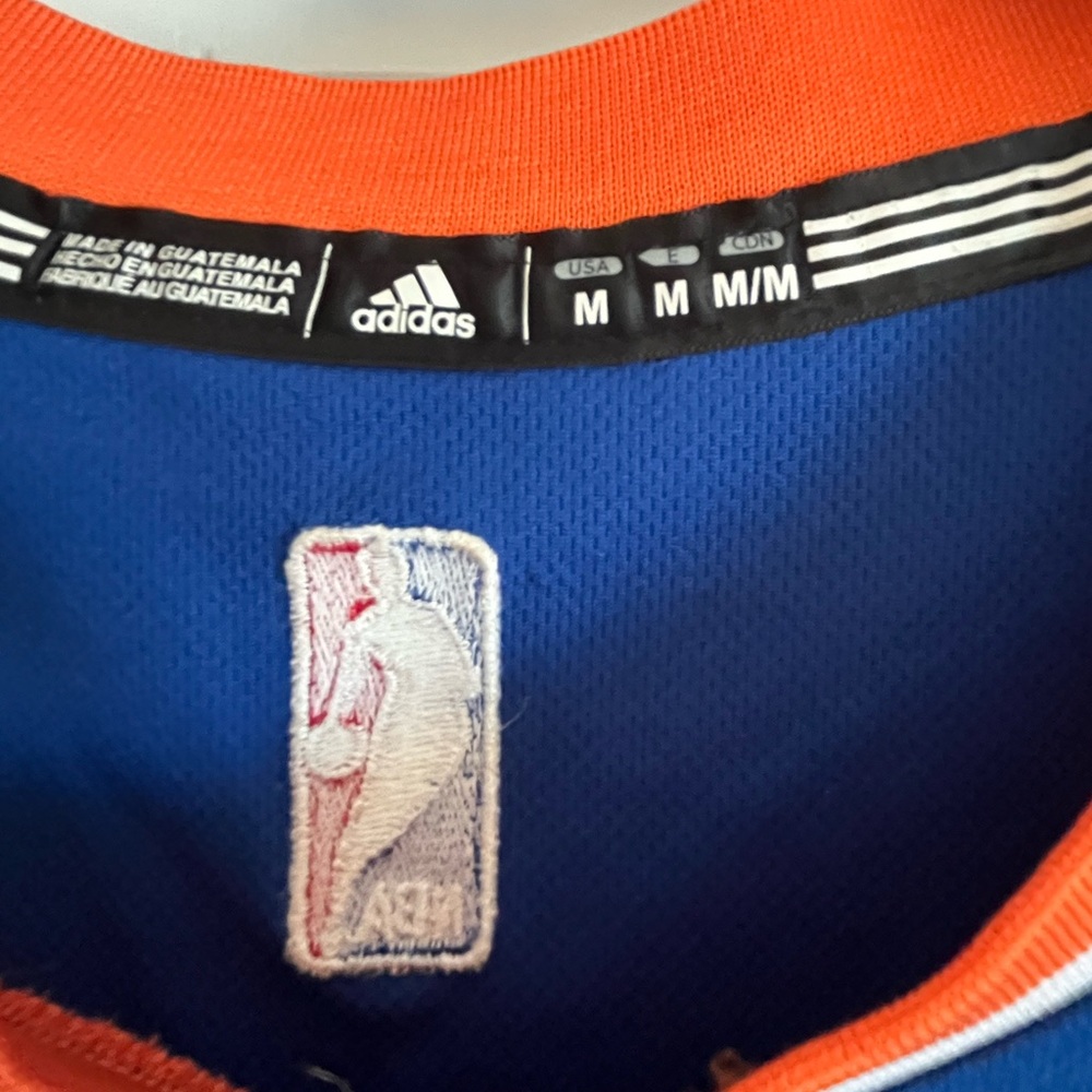 Knicks adidas Blue & Orange Porzingis basketball Jersey - adult size medium - Picture 6 of 8